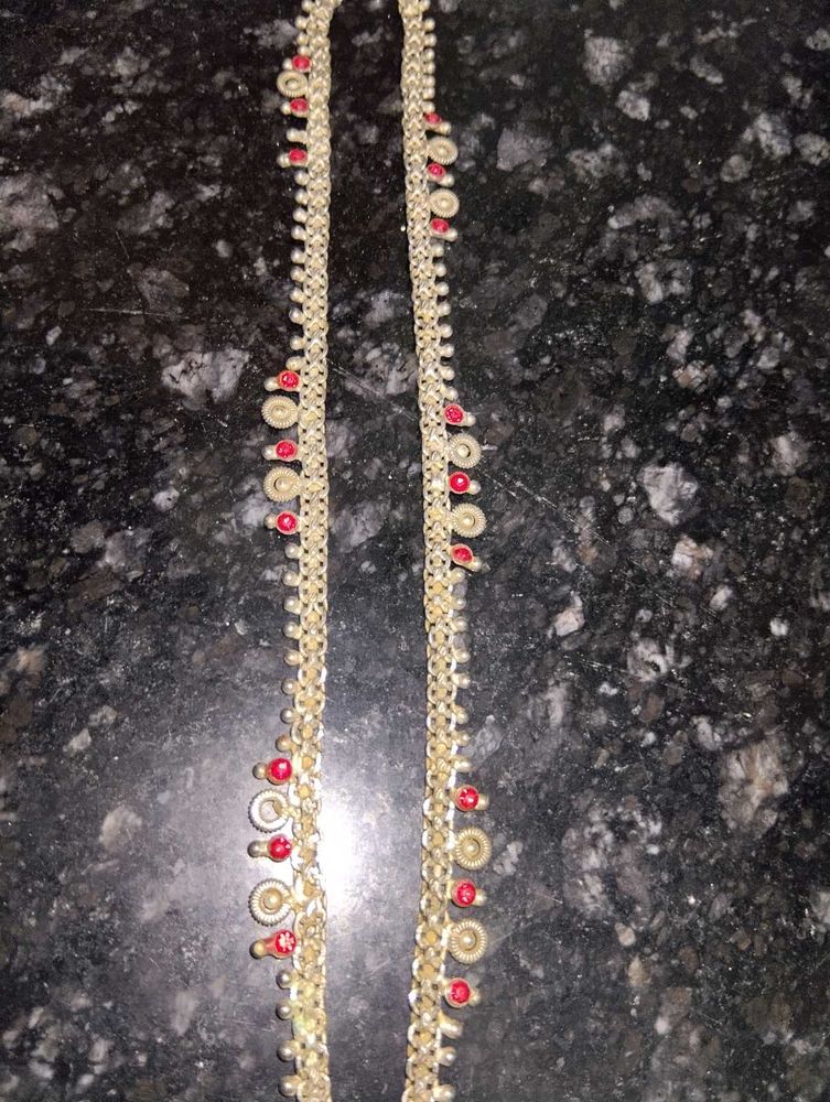 Elegant Anklets with Red Stones
