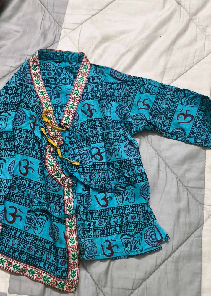 Boho Om Print Kimono Style Kurta for boys