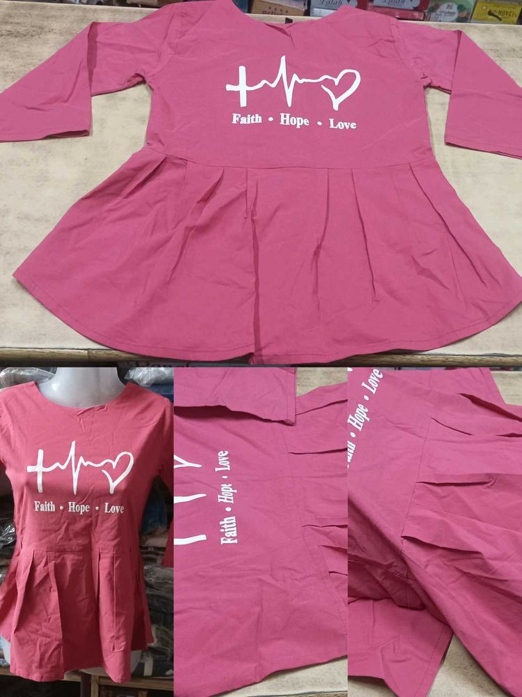 Cute Pink Top with Faith Hope Love Print