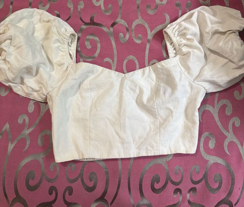 Puff Sleeve Cropped Top