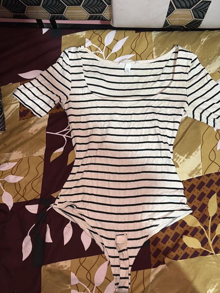 Striped Bodysuit Top