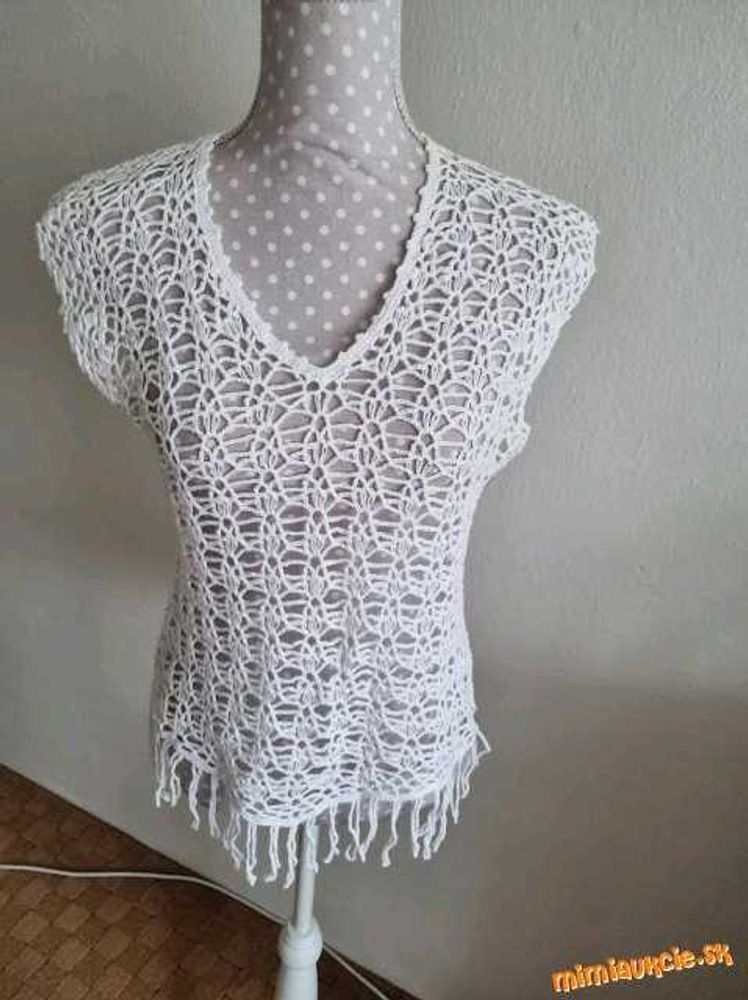 Boho White Crochet Cover Up Top with Fringe