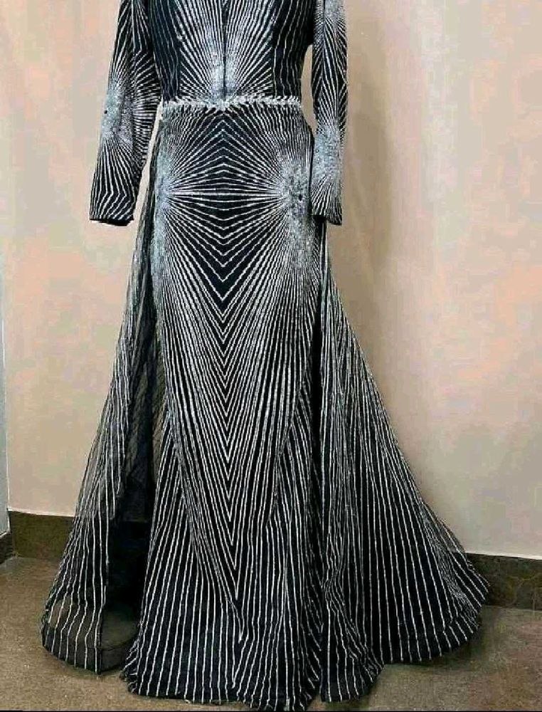 Striking Black &amp; White Geometrical Print Gown