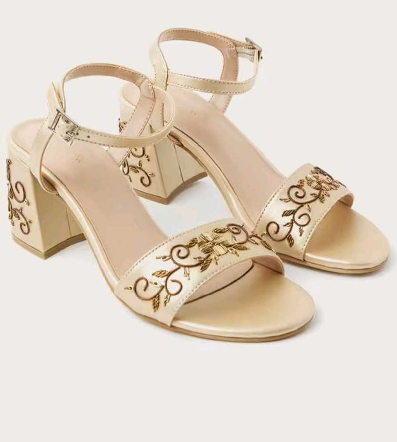 Embellished Block Heel Sandals