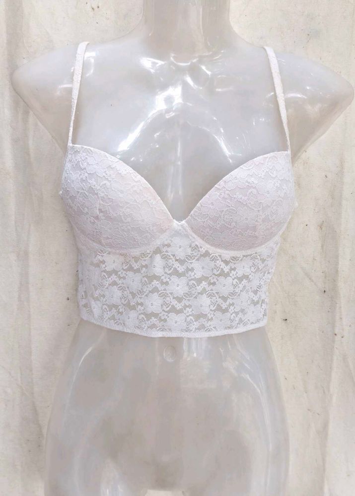 White Lace Longline Bralette