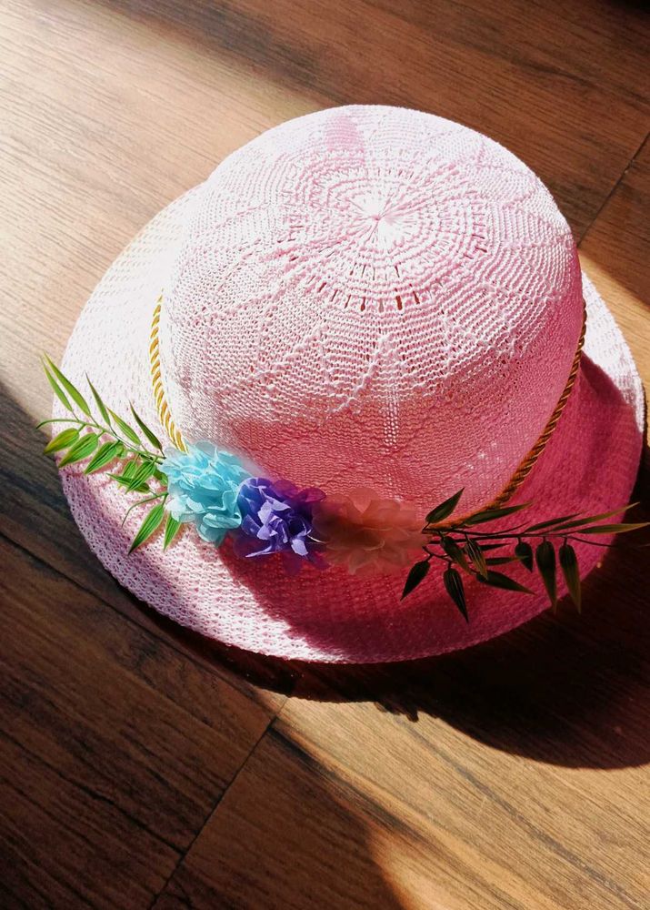 Pink Floral Accent Hat