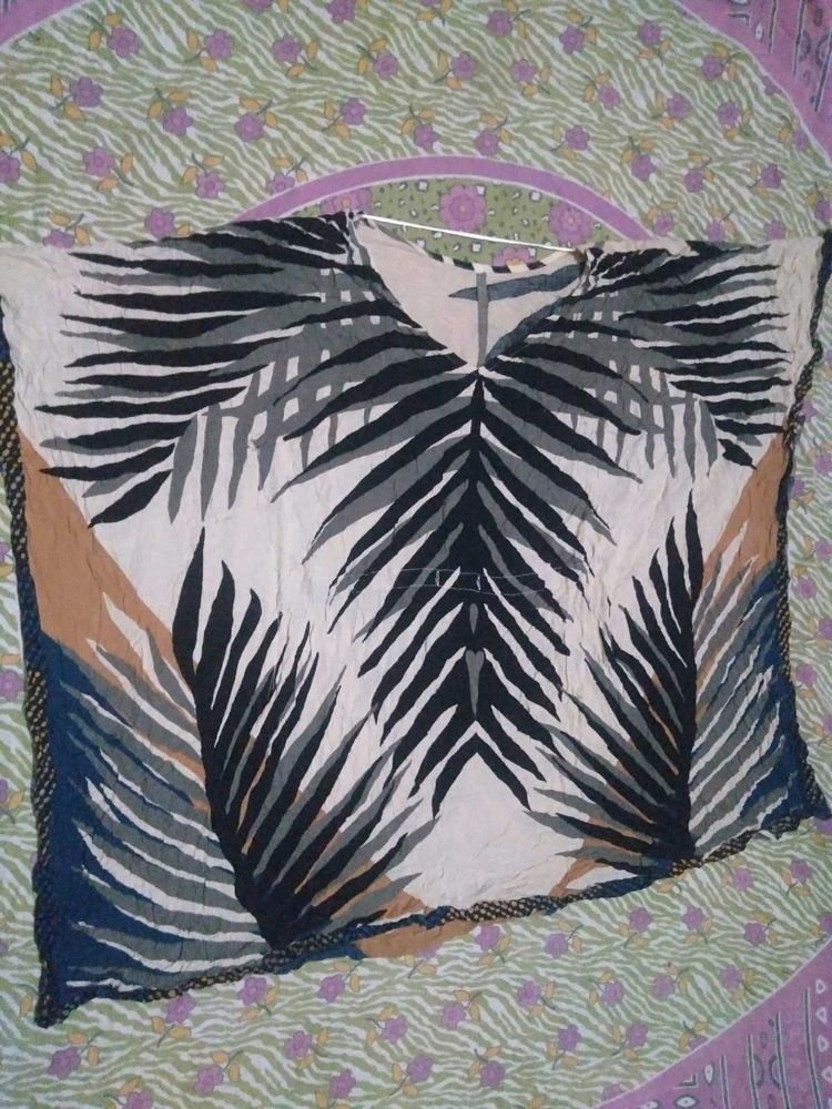 Stylish Tropical Print Kaftan Top
