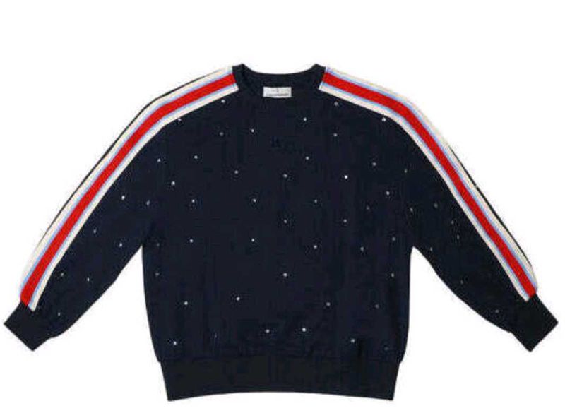 Striped Sleeve Navy Pullover