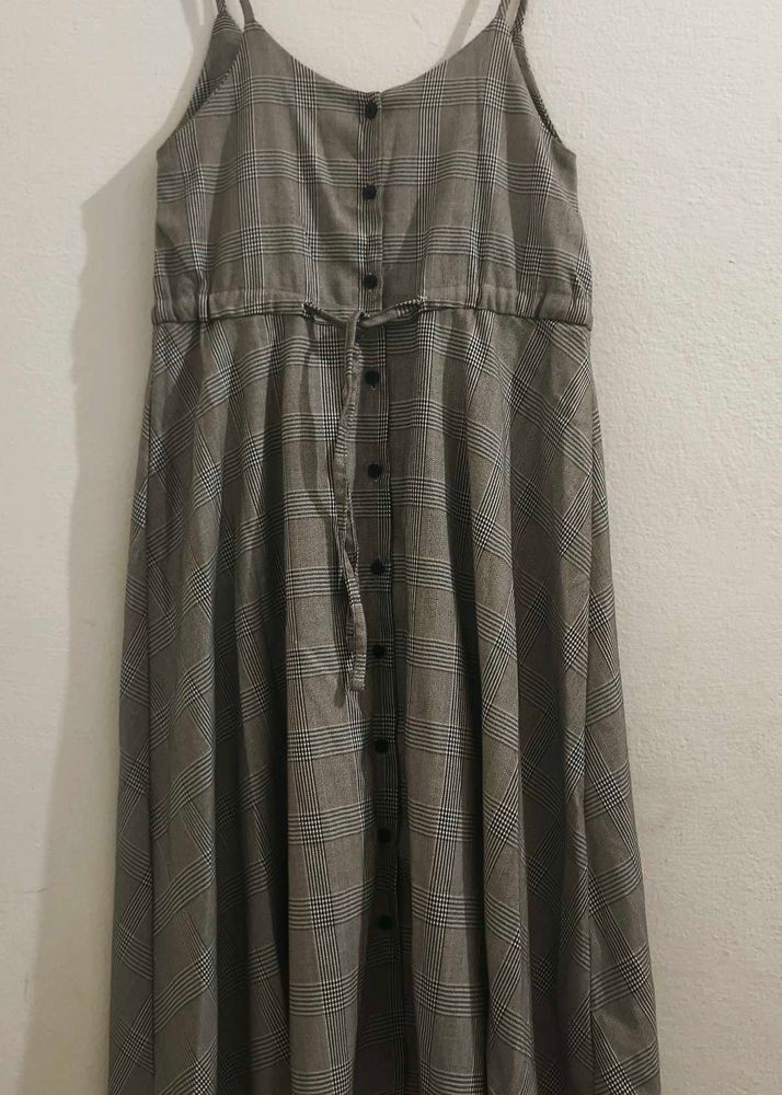 Plaid Button-Down Maxi Dress