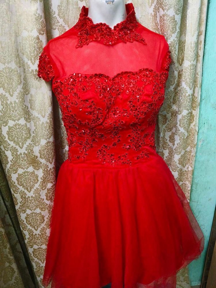 Red Lace Party Dress