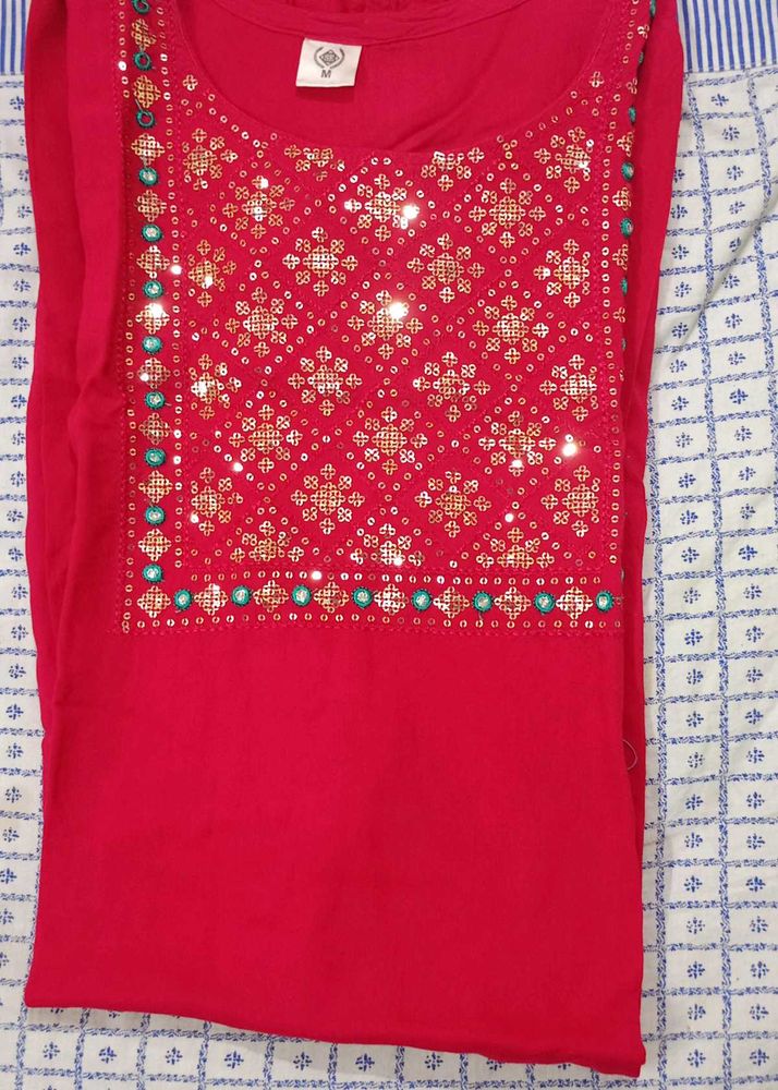 Pink Embellished Kurta
