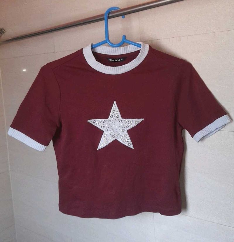 Maroon Star Top 🌟❤️