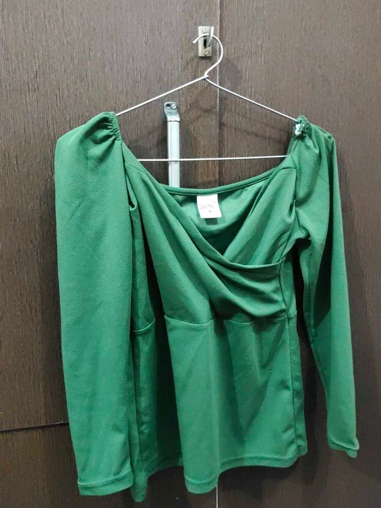 Elegant Green Long Sleeve Top