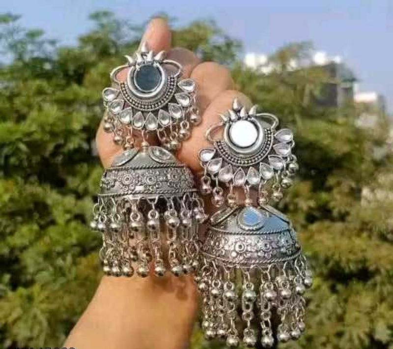 Beautiful pair of silver-tone Silver Jhumka