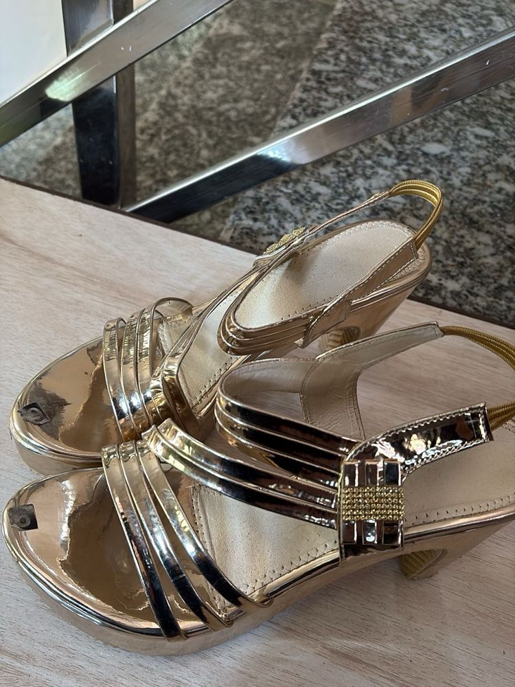 Elegant Gold Strappy Heels