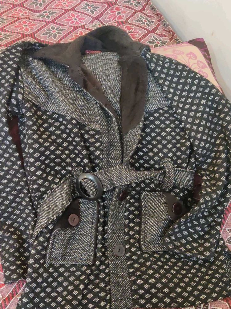Belted Tweed Cardigan From Shimla