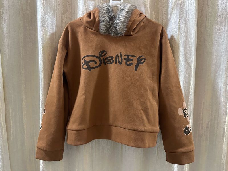 Disney-Inspired Faux Fur Cropped Hoodie