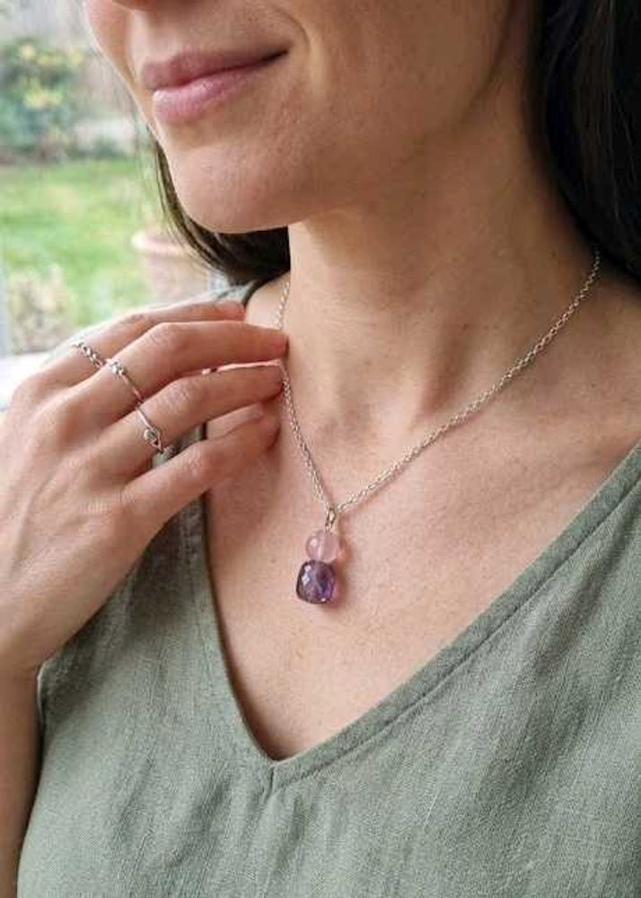 Rosy Necklace with Anti tarnish chain