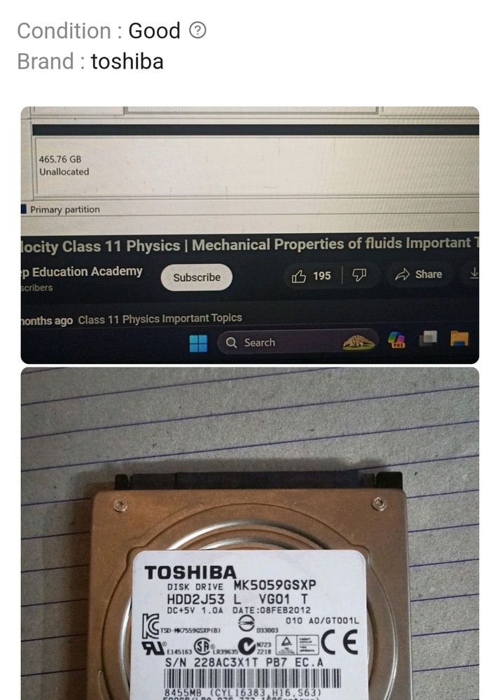 Toshiba 500 Gb Hdd