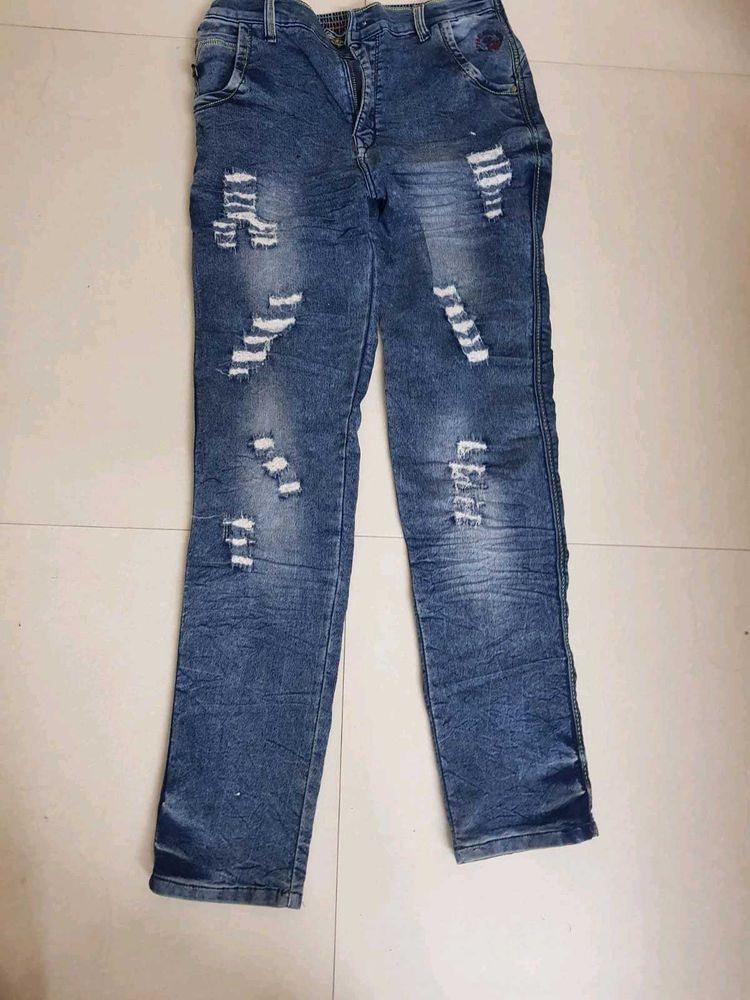 Stylish Ripped Blue Jeans