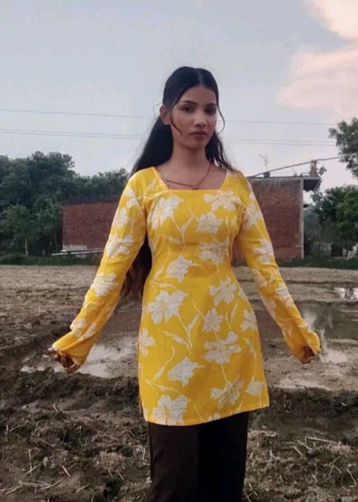 Yellow Floral Kurta Top