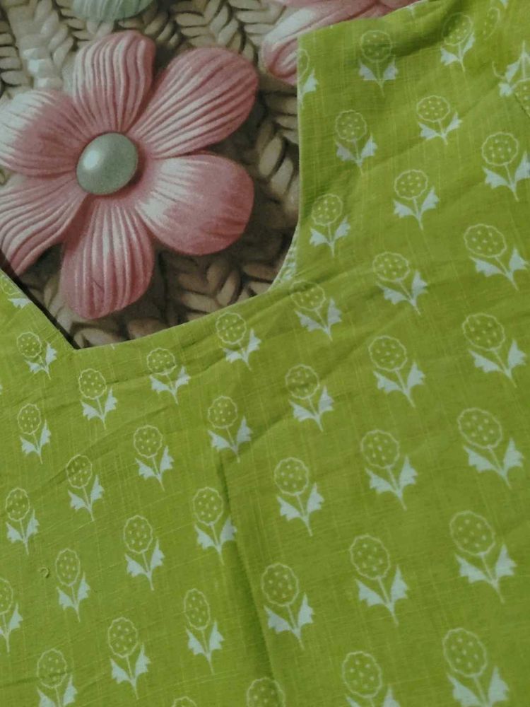 Lime Green Printed Kurta