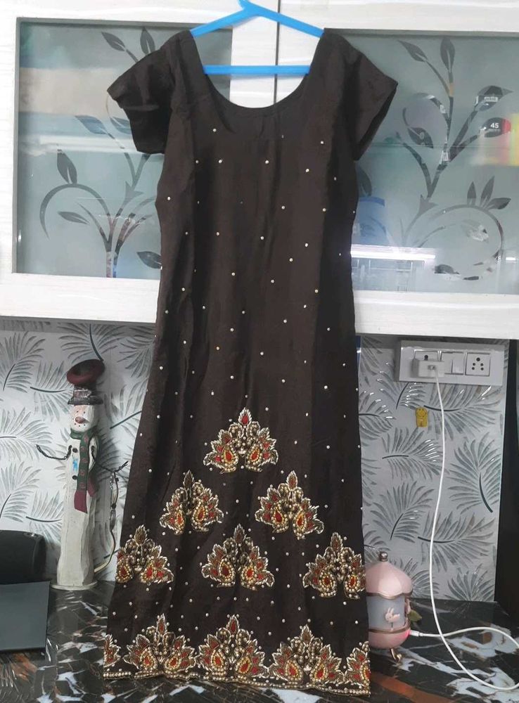 New Elegant customised Brown Kurta with Embroidery