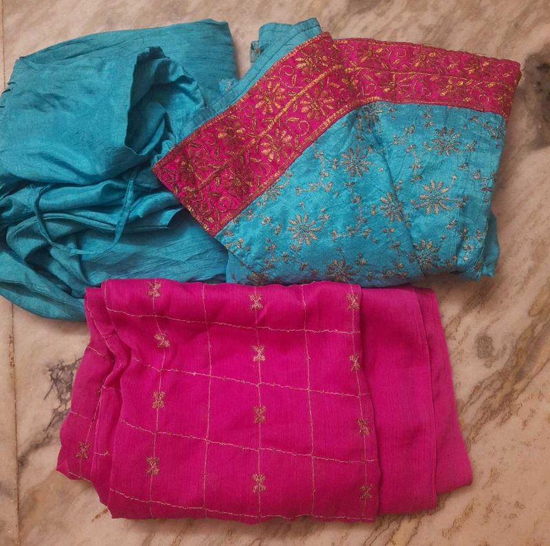Stylish Turquoise &amp; Pink Kurta Set