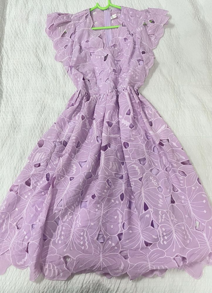 Purple butterfly detail dress