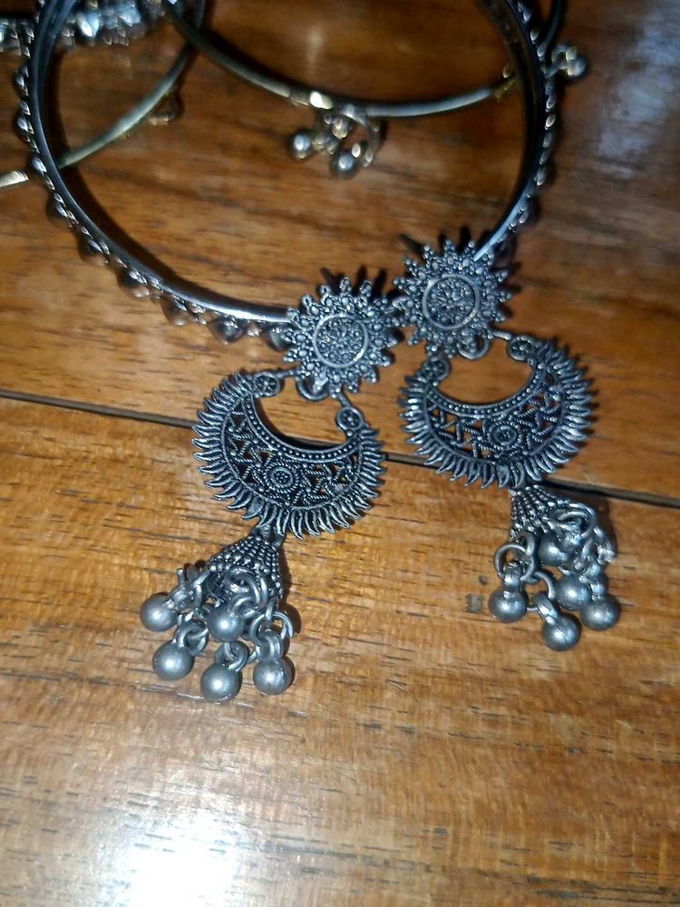 Oxidized Jhumka Earrings