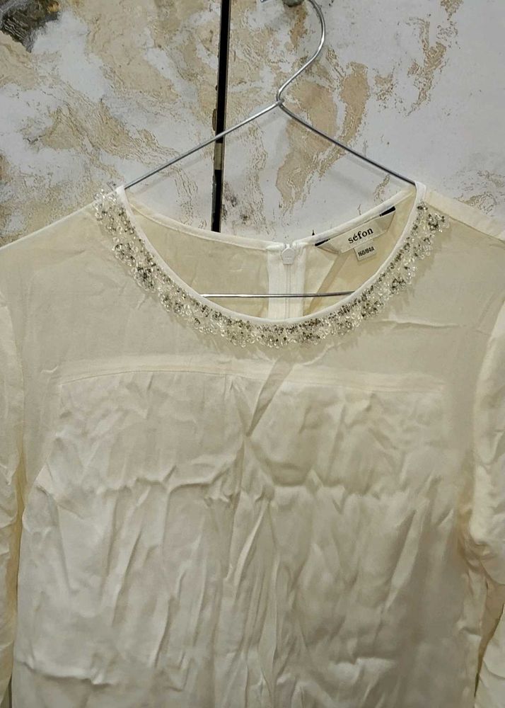 Elegant Beaded Cream top