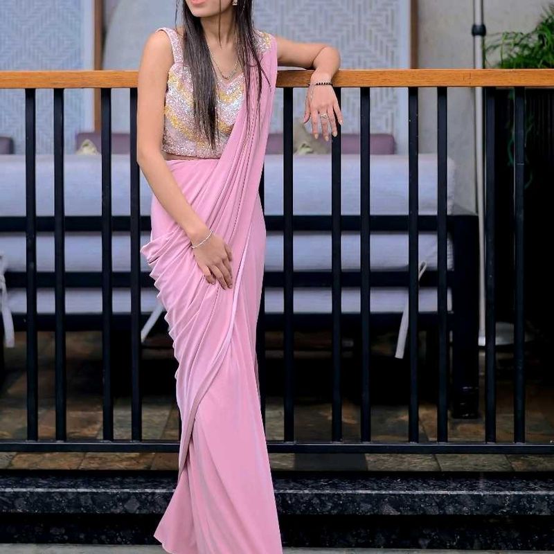 Elegant Pink Saree with Blouse