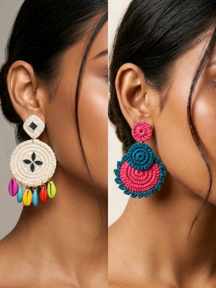 Boho Chic Jute &amp; Crochet Earrings