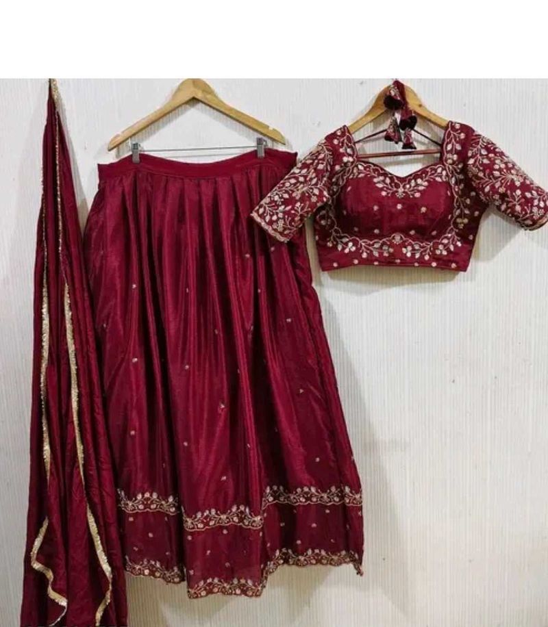 Maroon Embroidered Lehenga Choli Set