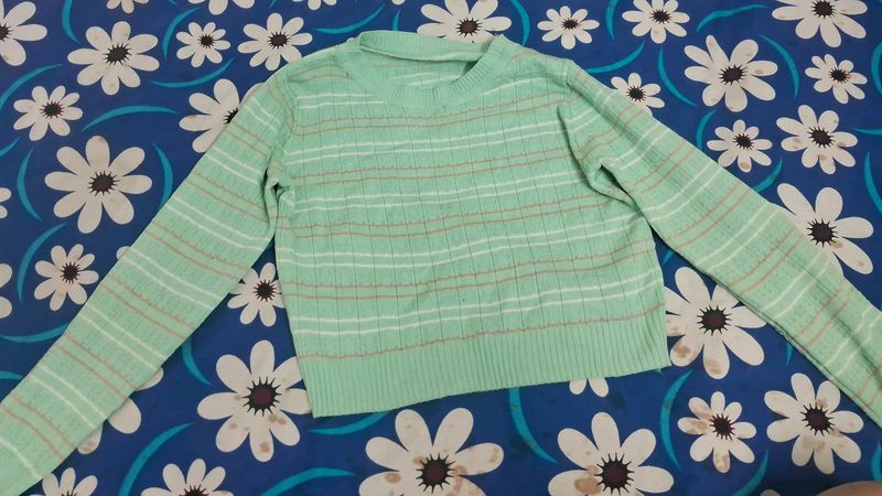 Mint Green Striped Sweater