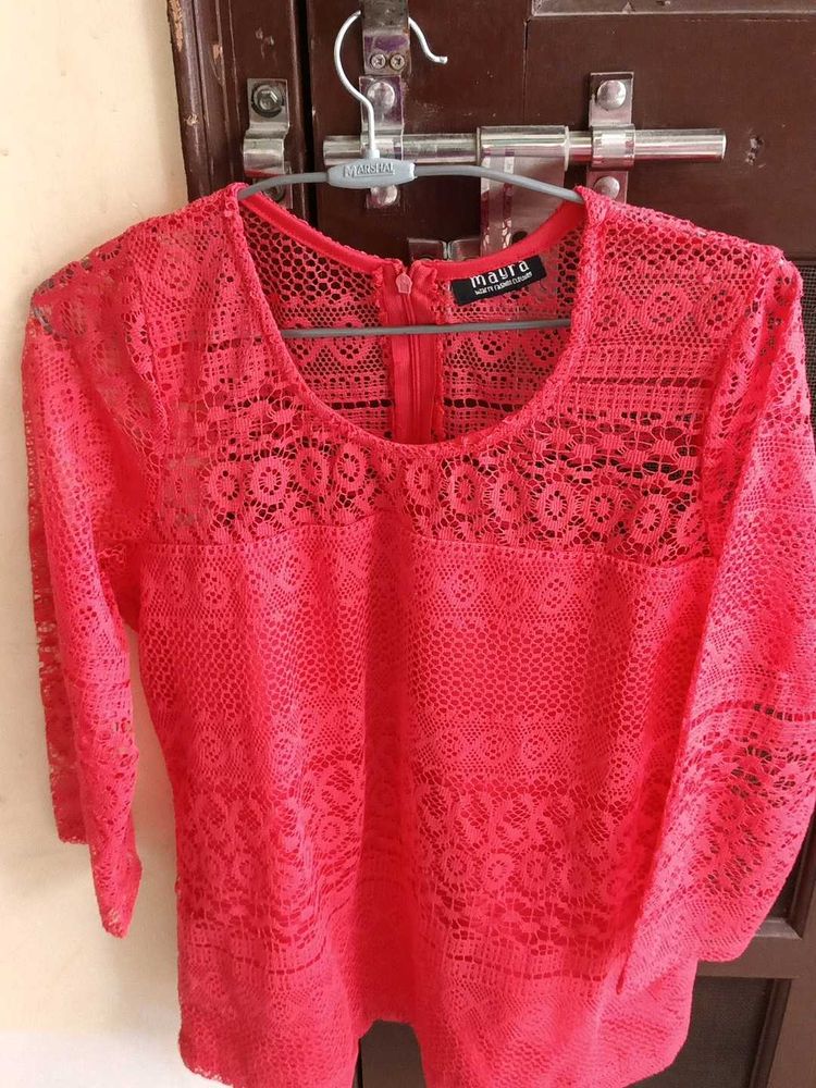 Coral Lace Top