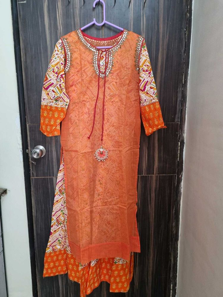 Elegant Orange Ethnic Gown