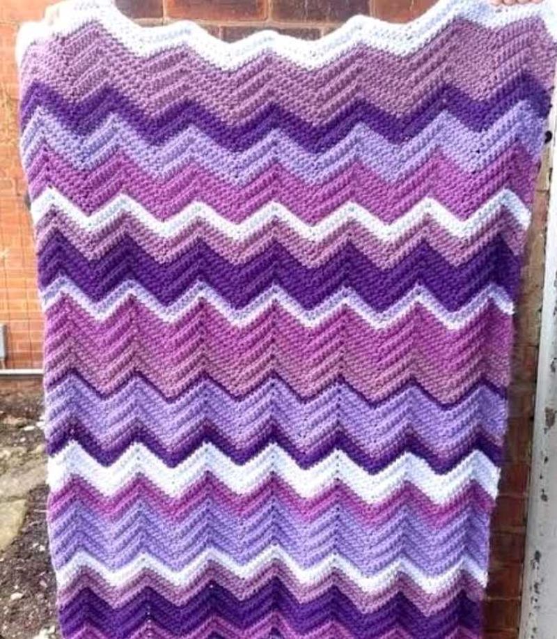 Handmade Crochet Chevron Blanket