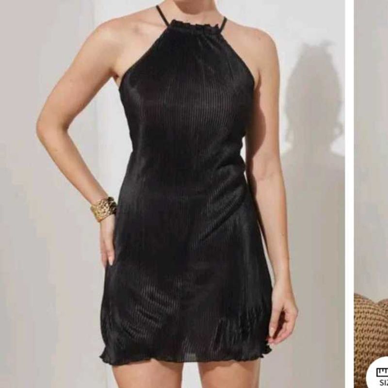 XS size Sleek Black Halter Mini Dress
