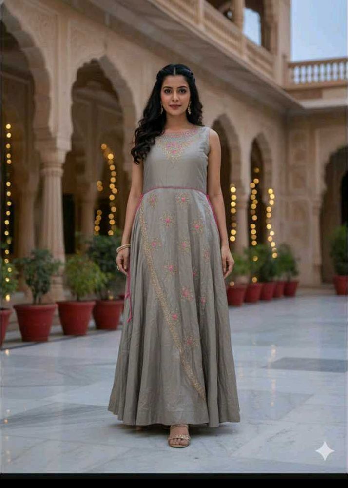 buzt 40 Elegant Grey Ethnic Gown