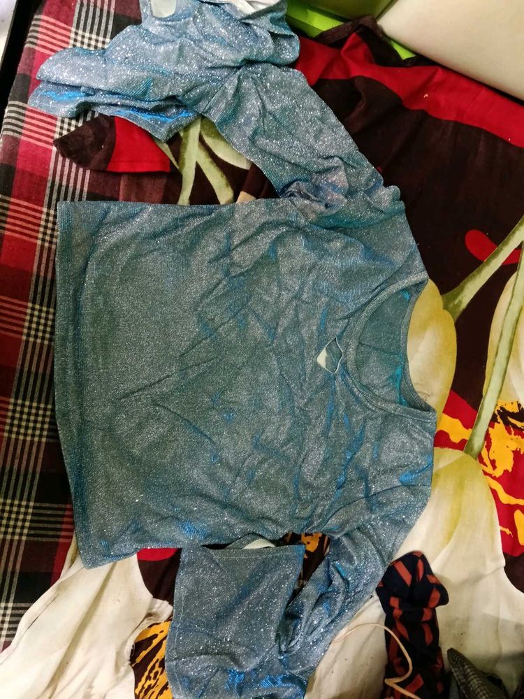 Sparkly Blue Long Sleeve Top