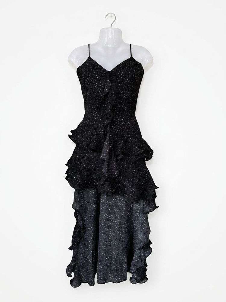 Chic Black Polka Dot Ruffle Dress