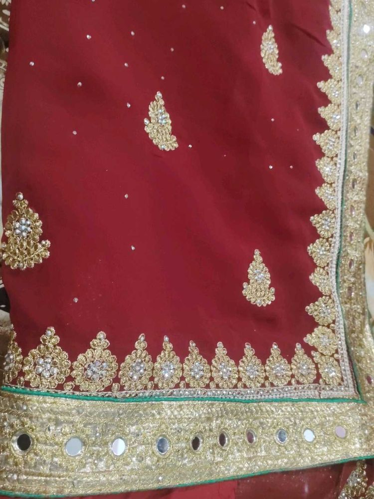 Embroidered Maroon Saree