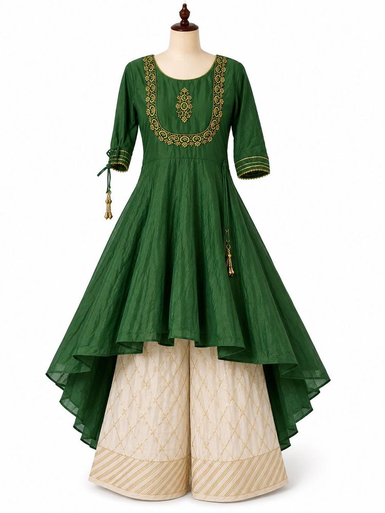 Green Kurta Set with Palazzo Pants