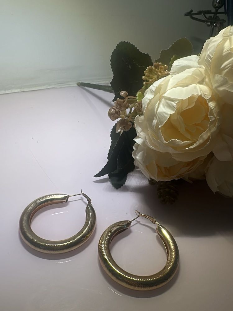 Gold Textured Hoop Earrings