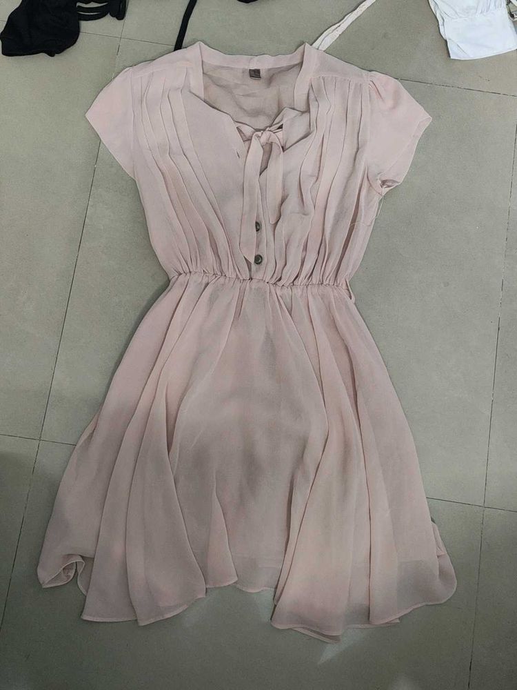 Sheer Pink Chiffon Dress