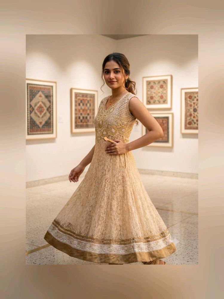 Royal Gold Embroidered Anarkali Kurti