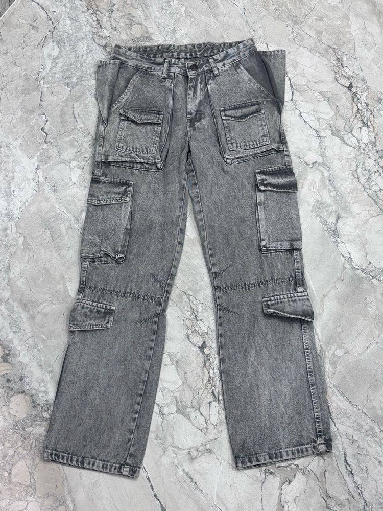 Grey Baggy Cargo Jeans – Size 32 | Premium Quality