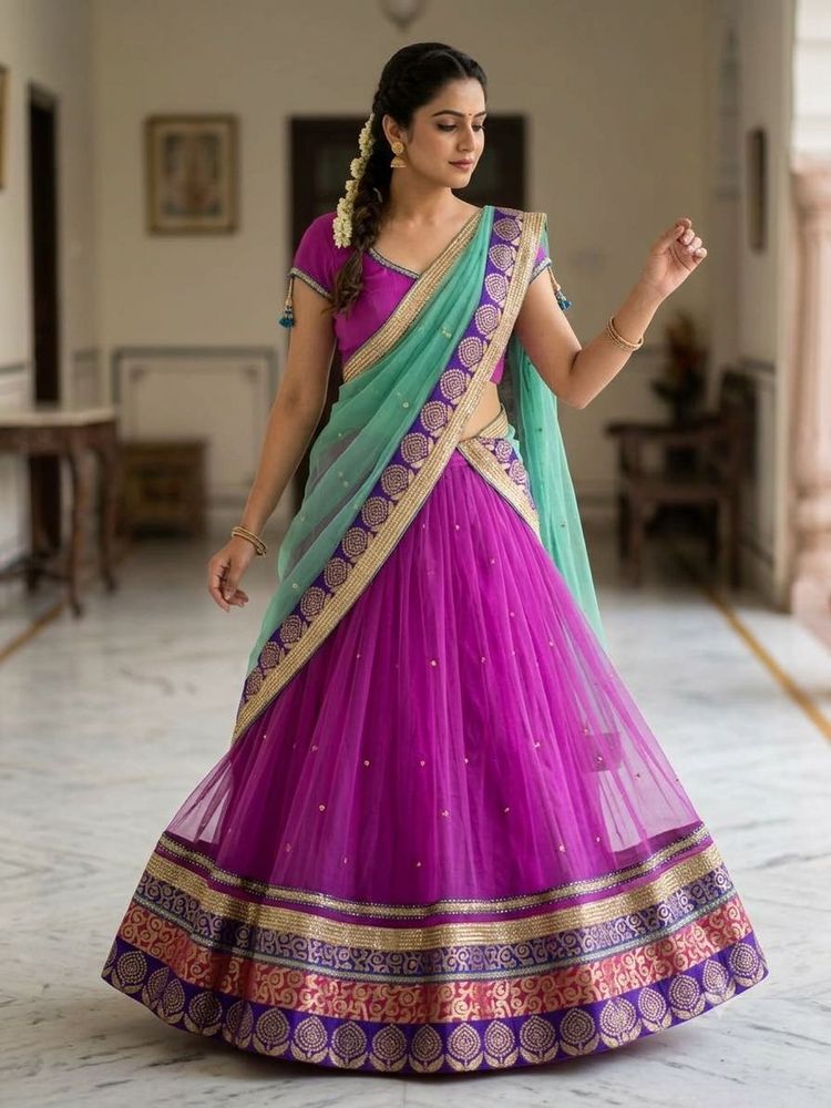 Magenta Net Lehenga Choli with duptta
