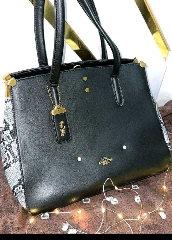 Coach Black Snake Trim Tote Bag